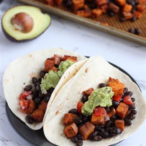 Roasted Sweet Potato Black Bean Tacos Intueats