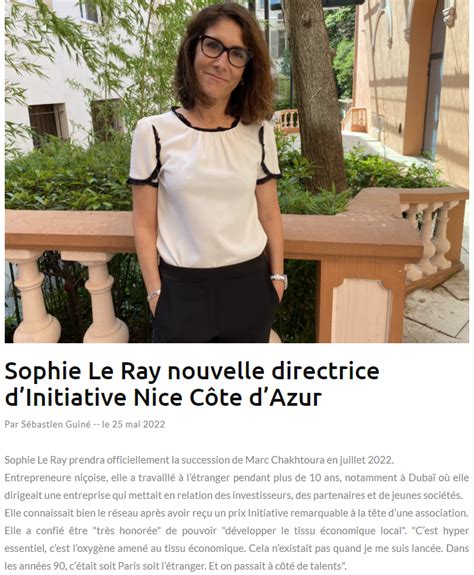 Sophie Le Ray Nouvelle Directrice Dinitiative Nice C Te Dazur