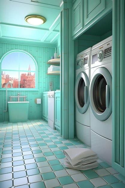 Premium Photo Laundry Washing Room