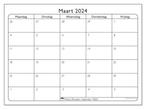 Kalender Maart Zz Michel Zbinden Nl