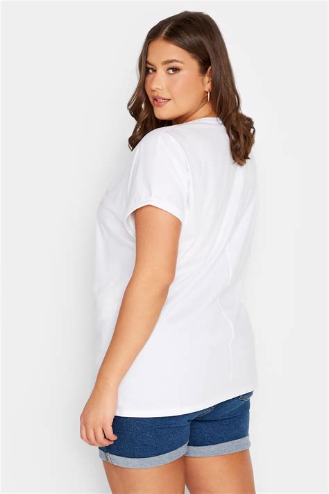 Yours Plus Size White Lips Print T Shirt Yours Clothing