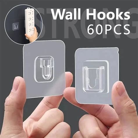 Ganchos De Pared Adhesivos De Doble Cara Colgador Transparente Sin