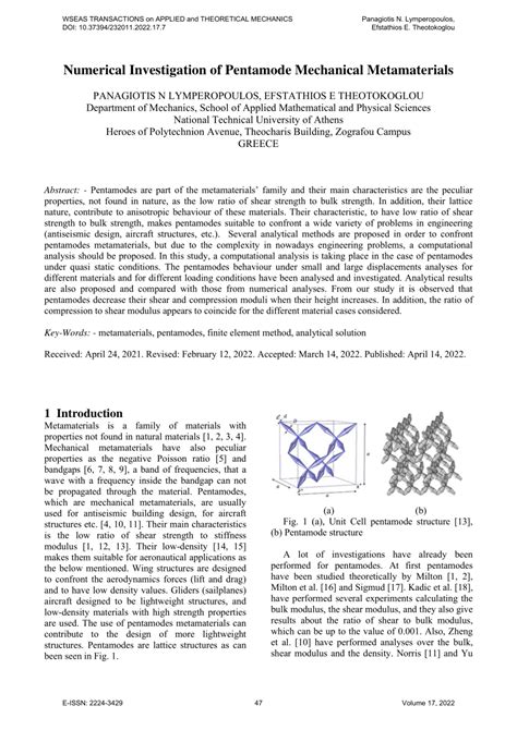 PDF Numerical Investigation Of Pentamode Mechanical Metamaterials