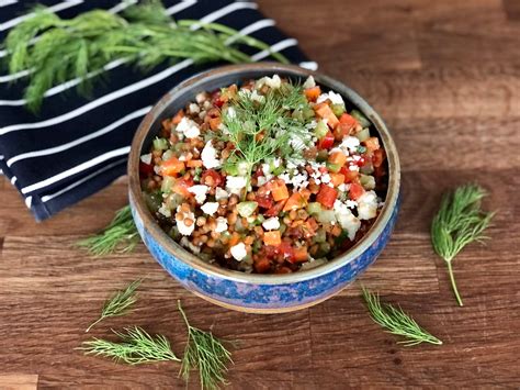 Lentil Feta Salad With Fresh Dill