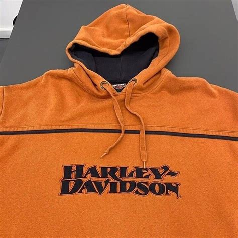 Vintage Harley Davidson Y K Retro Pumpkin Orange Embr Gem