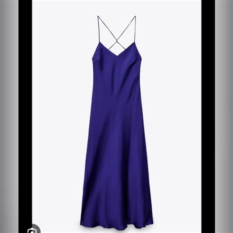 Zara Dresses Satin Effect Midi Dress Midblue 929331 Poshmark