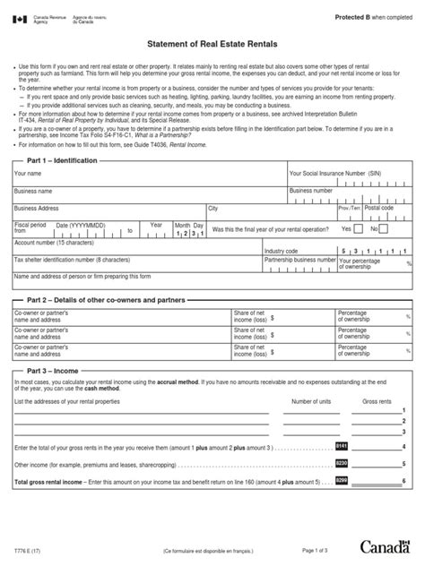 T776 17e Rental Statement Fill Up Form Pdf Renting Payments