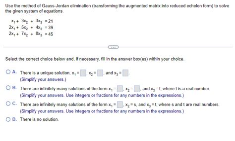 Solved Use the method of Gauss-Jordan elimination | Chegg.com