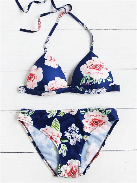 Floral Print Triangle Bikini Set Triangle Bikini Set 51636 Hot Sex