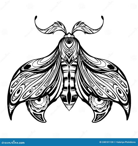 Dibujo Vectorial De Un Tatuaje De Polilla Dibujo Monocromo De Una