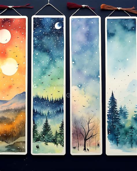 Premium Photo Different Landscape Watercolor Bookmarks