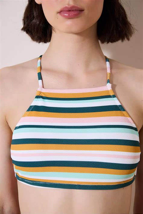 Jual Penti Shona Halter Textured Striped Bikini Top Original ZALORA Indonesia