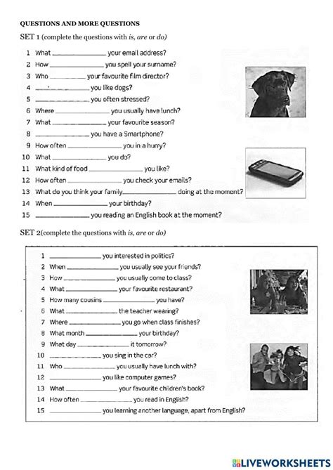 Completing Questions Worksheet Live Worksheets