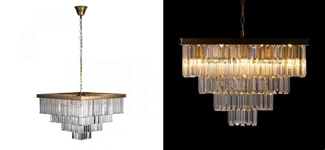 Квадратная Люстра RH 1920s Odeon GOLD iron Four layers Прозрачное ...