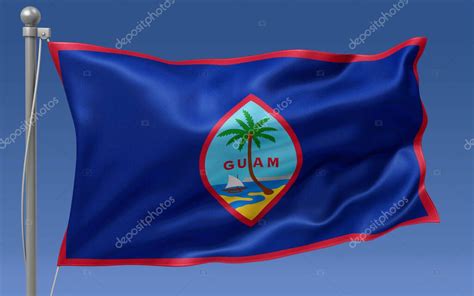 La Bandera De Guam Ondeando En La Parte Superior De Un Asta De La