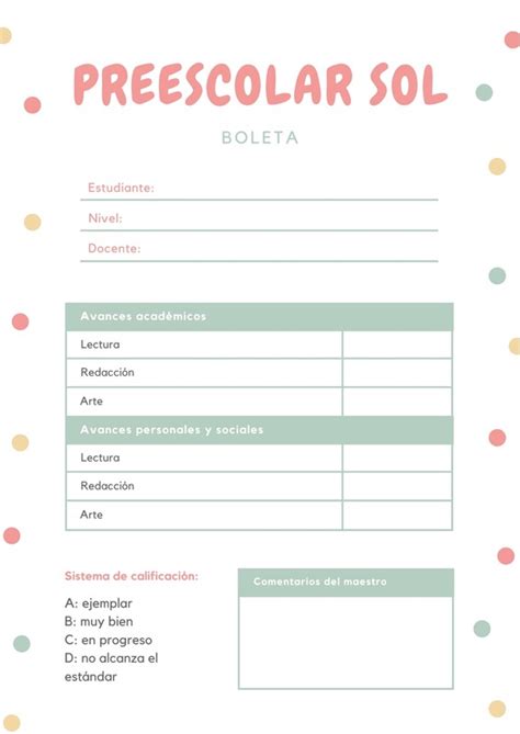 Plantillas Para Boletas De Calificaciones De Preescolar Canva 125660 Hot Sex Picture