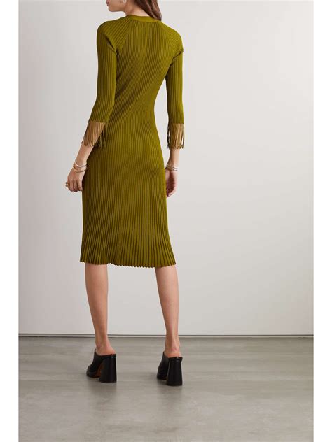 Proenza Schouler Fringed Ribbed Knit Midi Dress Net A Porter Qa