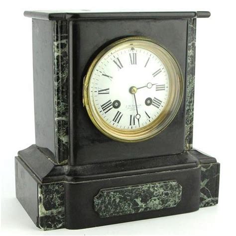 French Slate Mantle Clock With Marble Inserts Clocks Marble Slate