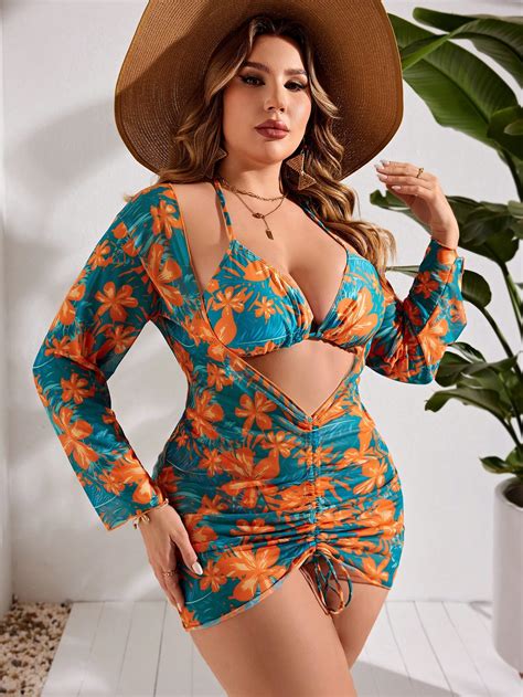 Shein Swim Vcay Conjunto De Traje De Ba O De Bikini Con Cuello Halter Y