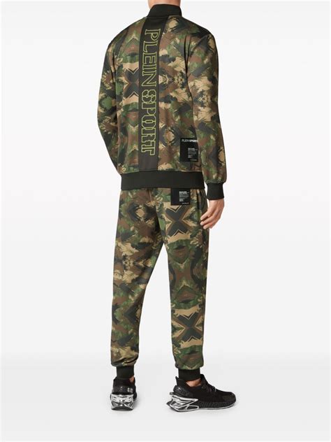 Plein Sport Pants Con Estampado Militar Verde Farfetch Mx