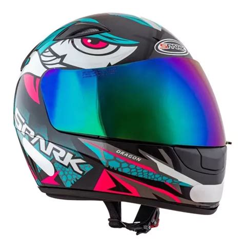 Capacete Ebf Spark Dragon Preto Tifanny Tam 56 Cor Azul Turquesa