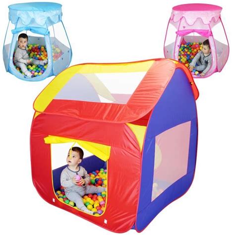 Tente De Jeu Enfants Pliable Balles Et Sac De Rangement Rouge