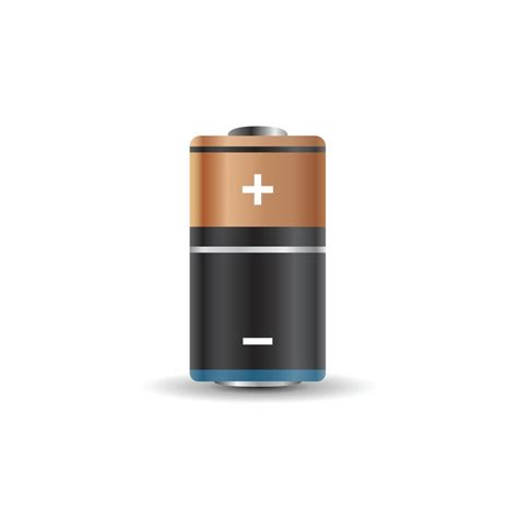 Realistic Alkaline Battery Icon In Flat Style Diffrent Size