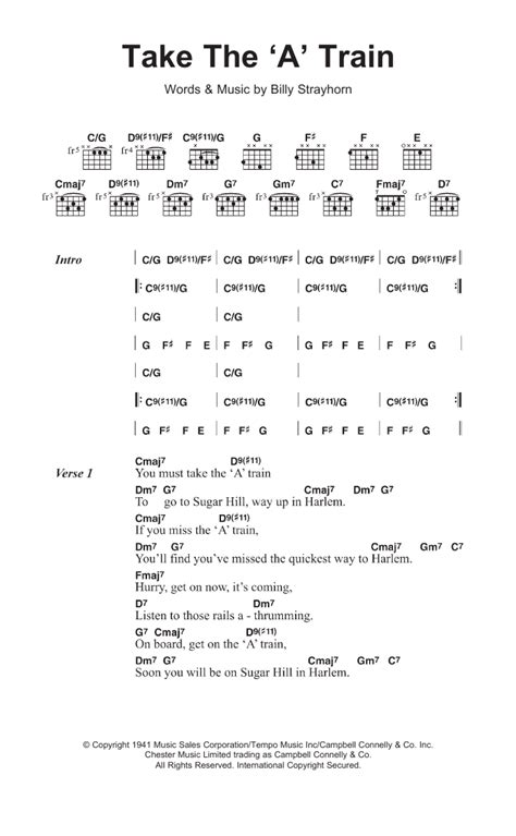 Take The A Train By Billy Strayhorn Sheet Music For Guitar Chords