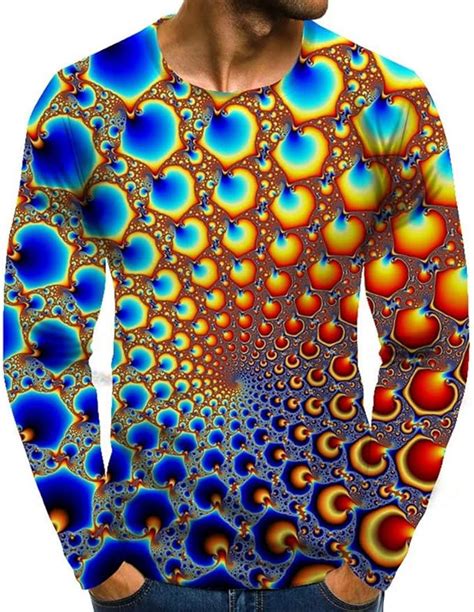 21grams Mens Optical Illusion Plus Size T Shirt Print Long Sleeve Daily Tops Streetwear