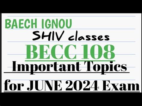 Becc Imp Topics For June Exam Baech Ignou By Shivangi Bhatt