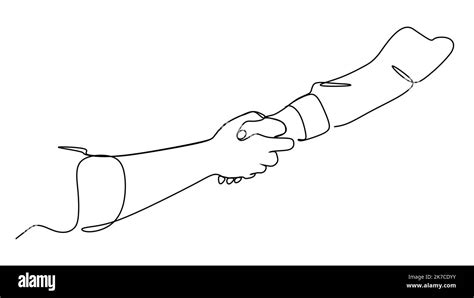 Business Partner Shaking Hand Continuous One Line Drawing Stock