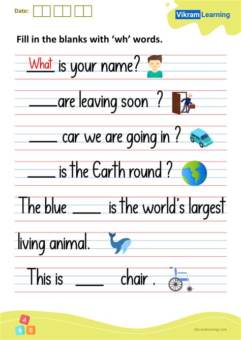 Download Fill In The Blanks With ‘wh Words Worksheets