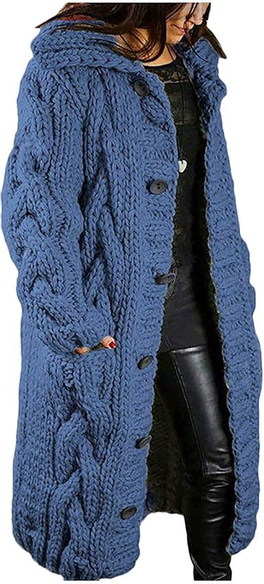 Strickmantel Lang Damen Grobstrick Strickjacke Damen Lang Mit Kapuze