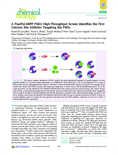 Pdf A Fluopol Abpp Pad2 High Throughput Screen Identifies The First