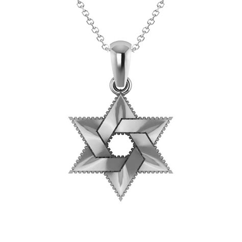 Star Of David Pendant Necklace K White Gold Az