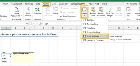 How To Insert A Picture Into A Note In Excel