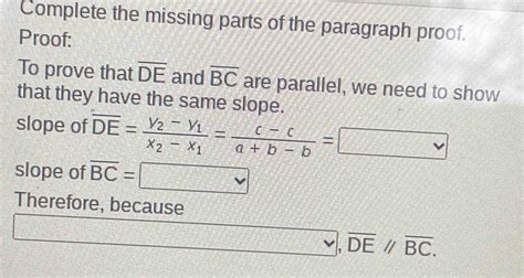 Solved Complete The Missing Parts Of The Paragraph Proof Proof To