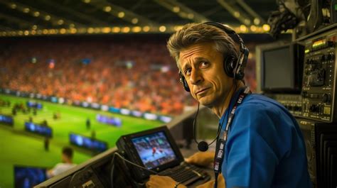 Premium Photo | Football commentator of the final football match of the ...