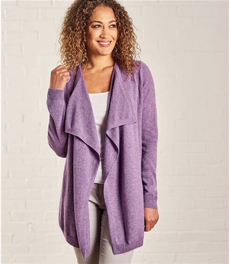 Lavender Marl Womens Cashmere And Merino Waterfall Cardigan Woolovers Uk