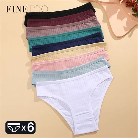 Finetoo Pcs Set Women S Cotton Panties Sexy Soft Striped Underpants