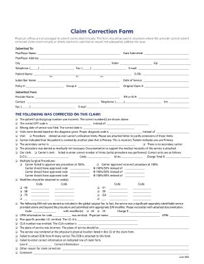 Corrected Claim Form Fill Online Printable Fillable Blank Pdffiller