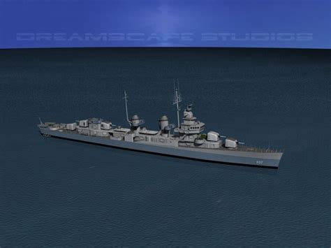 Fletcher Class Destroyer Dd537 Uss Sullivans 3d Model 129 Stl Obj