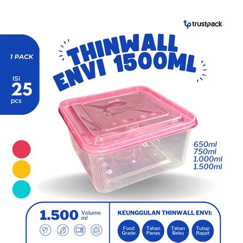 Jual Thinwall Envi Warna 1500 Ml Tempat Box Nasi Kotak Makan Food