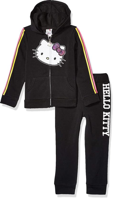 Hello Kitty Girls 2 Piece Zip Up Hoodie And Pant Active Set