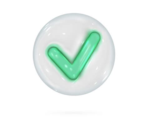 Premium Vector D Check Mark Icon Green Confirm Glossy Glass Sign In