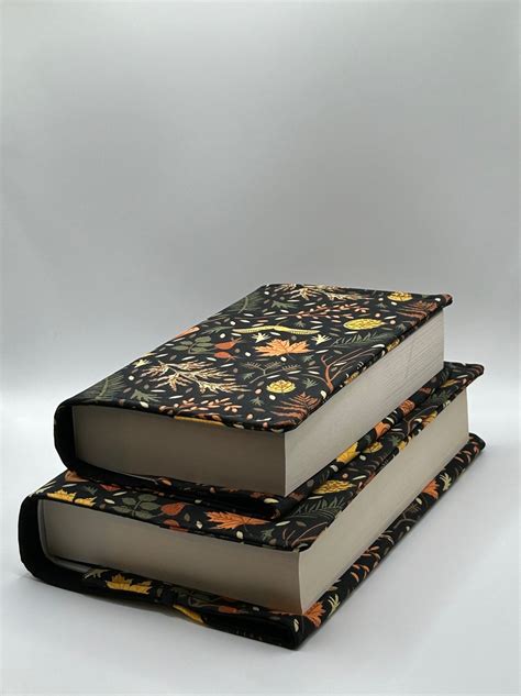 Hardback and Paperback Adjustable Book Cover Bundle Black Autumn Leaves ...