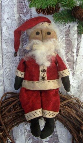 Pattern Primitive Santa Doll Folk Art Country Christmas Ebay