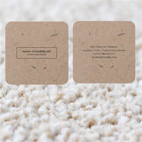 Minimalist Modern Rustic Kraft Paper Square Business Card Zazzle