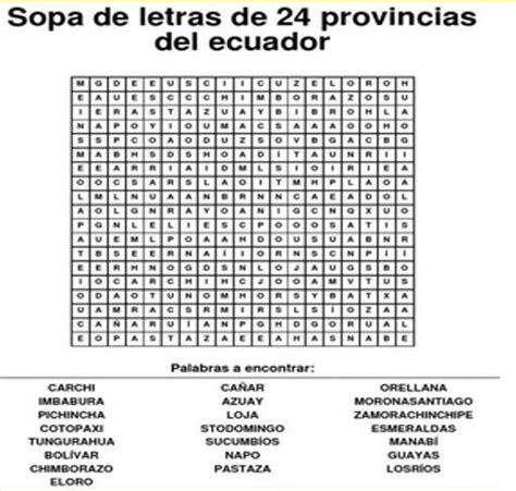 Provincias Y Capitales Del Ecuador Sopa De Letras Hot Sex Picture