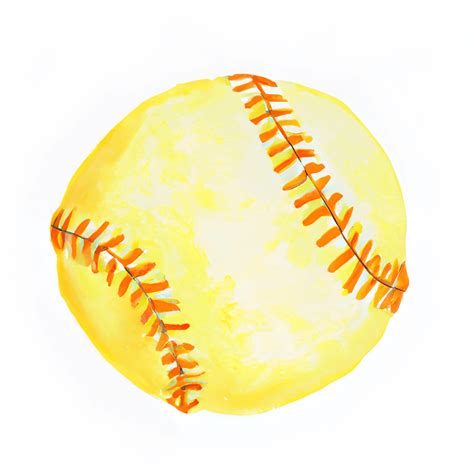 Yellow Softball Watercolor Illustration · Creative Fabrica